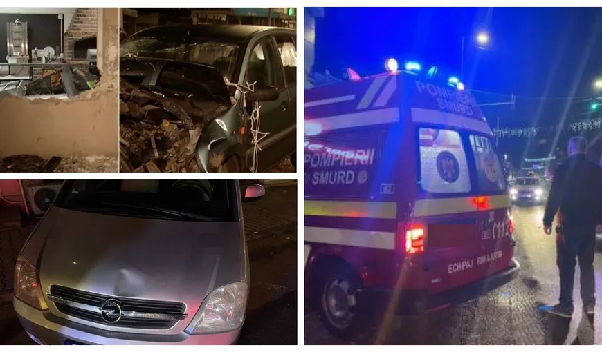 Accident grav în Popești-Leordeni. Un șofer a intrat cu mașina într-o pizzerie. Două fete au fost lovite de un autoturism pe trecerea de pietoni