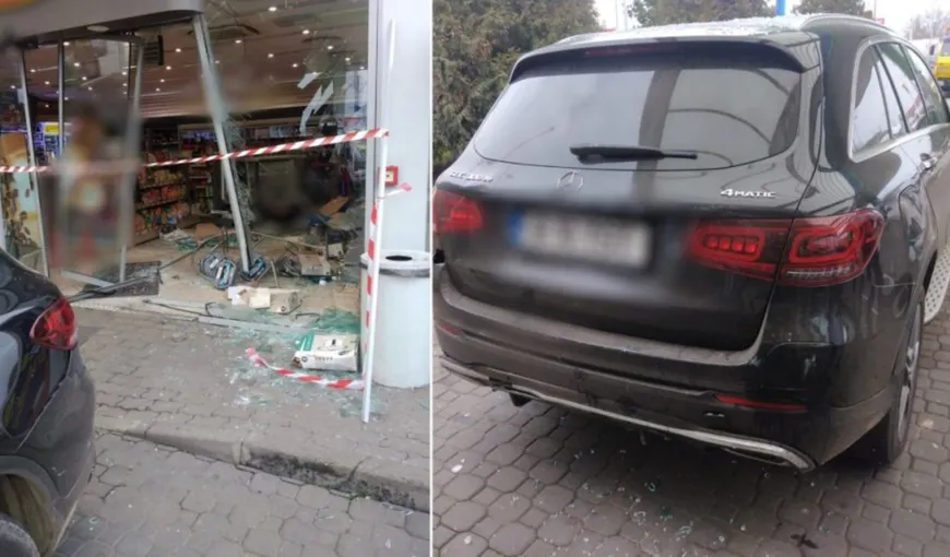 Un român a distrus o benzinărie, în timp ce făcea o manevră cu mașina. Imagini de noaptea minții!