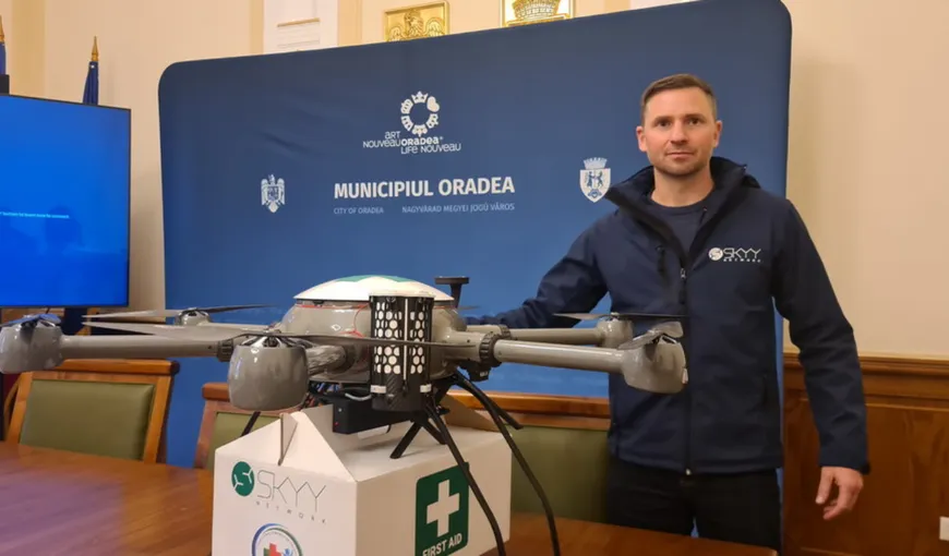 Proiect unic în România. La Oradea s-a testat transportul intraspitalicesc de sânge şi medicamente cu drona