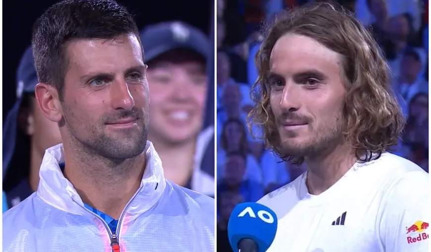 VIDEO: Novak Djokovic a primit cel mai frumos compliment de la Stefanos Tsitsipas, după finala Australian Open 2023. Lecție de fair-play oferită de grec