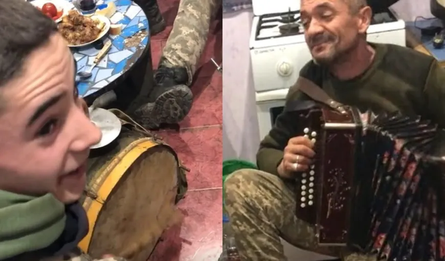 VIDEO: Există viață și pe front. Soldații ucraineni cântă „Căsuța Noastră” la acordeon și cu furculița la tobă în timp ce se adăpostesc de bombele rușilor