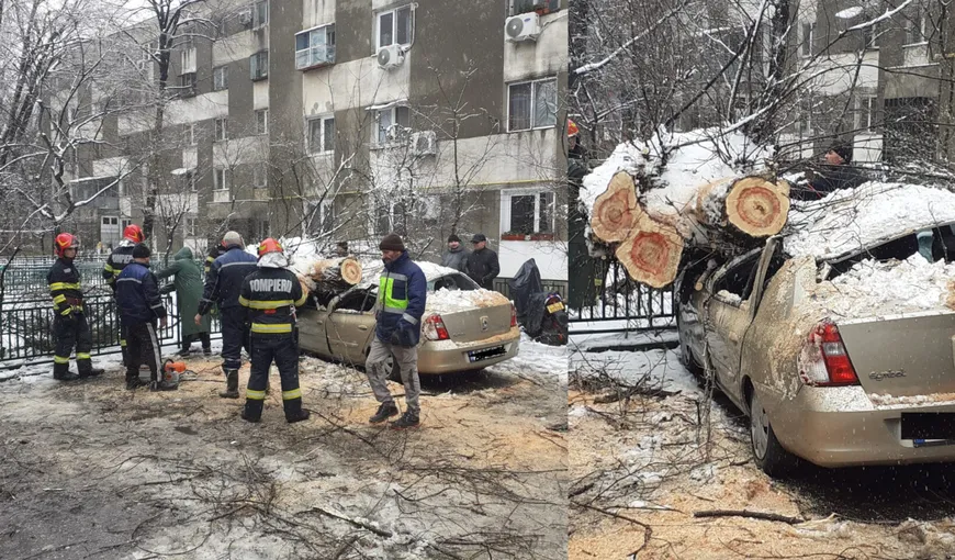 FOTO: Haos în România, după prima ninsoare consistentă. Mașini și locuințe distruse în București / Prognoza meteorologilor