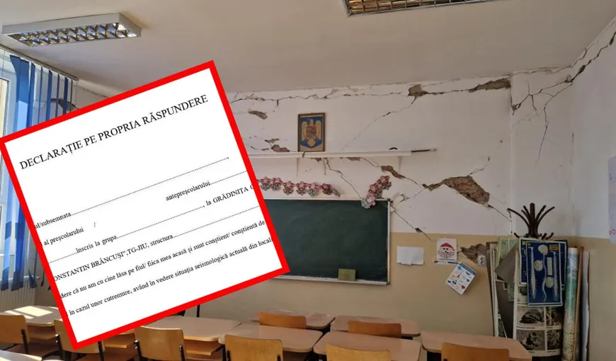 Lista şcolilor cu risc seismic. Părinții din Târgu-Jiu, nevoiți să semneze o declarație pe propria răspundere că își asumă riscul unui cutremur, atunci când copiii sunt la grădiniță