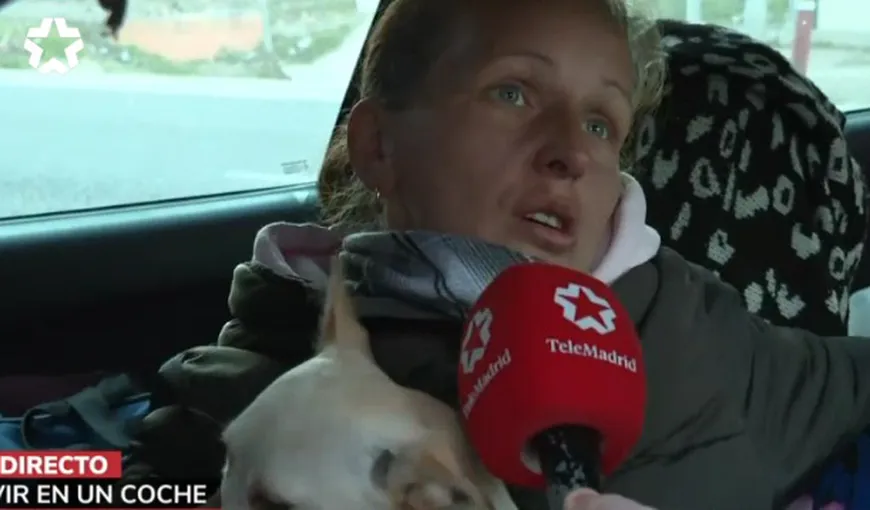 O româncă din Spania locuieşte cu doi câini în maşină, după ce a fost evacuată: „Dacă câinii sunt bine, sunt bine și eu”