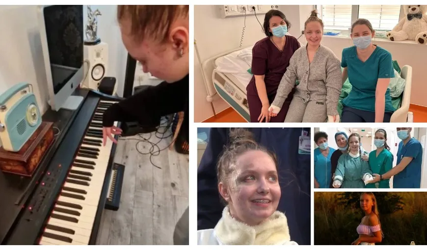 Imagini emoţionante. Alexia, adolescenta cu ambele braţe replantate de medicii ieşeni, cântă la pian pentru medicul Sidonia Susanu