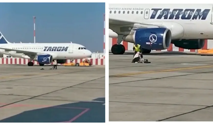 O femeie a alergat pe pista aeroportului Otopeni, cu copilul în brațe, în timp ce avionul se pregătea de decolare