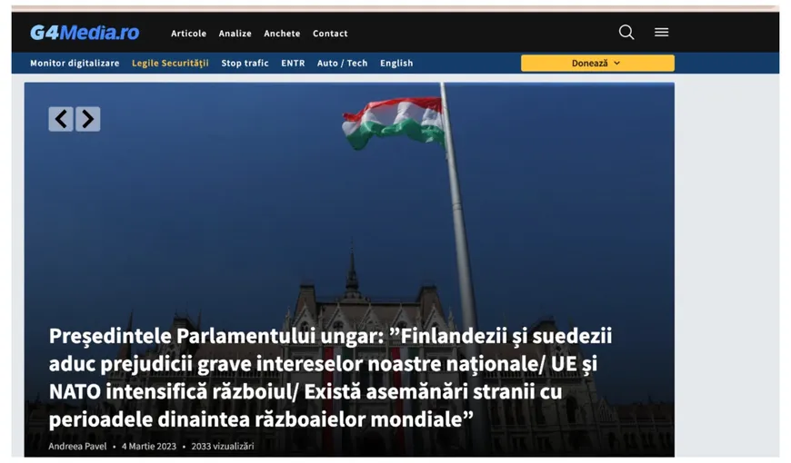 Unforgivable! G4media serious Putinist slippage! The site published anti-EU and NATO opinions in the opening, accusing Europe and the North Atlantic Alliance of wanting the escalation of the war in Ukraine! Exactly these ideas were supported by Vladimir Putin in his last speeches!