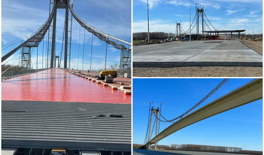Podul de la Brăila este aproape gata. Noi imagini cu „Golden Gate”-ul peste Dunăre, care va lega Brăila de Tulcea
