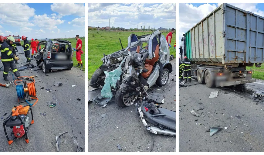 COVÂRȘITOR! Șoferul unui Smart a murit pe loc după ce s-a izbit cu mașina minusculă de un TIR! Autovehiculul-conservă i-a devenit sicriu șoferului de 40 de ani! Imagini terifiante!