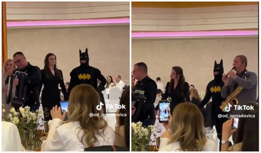 Un bărbat a venit la nuntă costumat în Batman. Imaginile când joacă hora, virale pe Internet: „A venit să salveze mireasa”