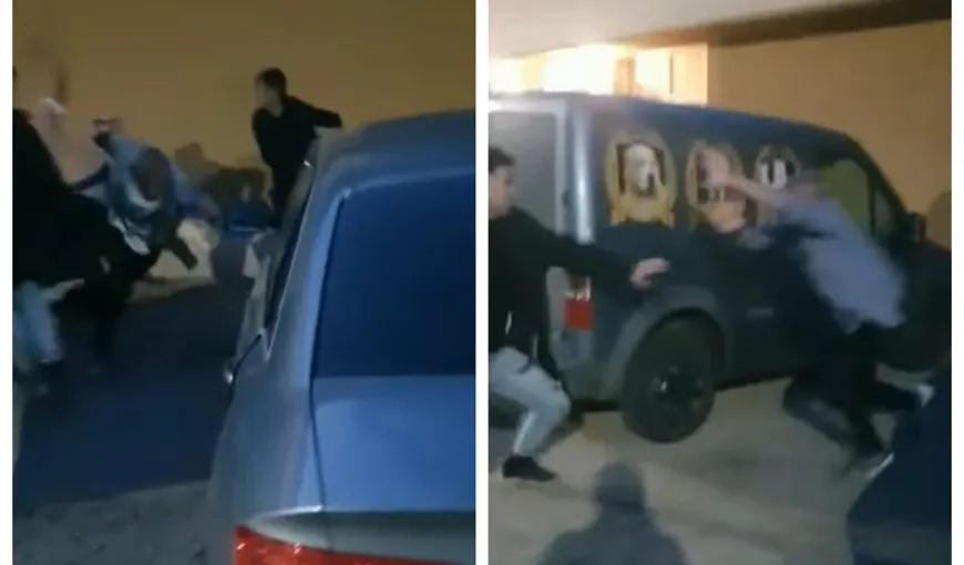 VIDEO Bătaie cu pumni și picioare, dar și cu o cârjă. Două persoane reținute după scandalul în care a fost implicat și fiul unui primar