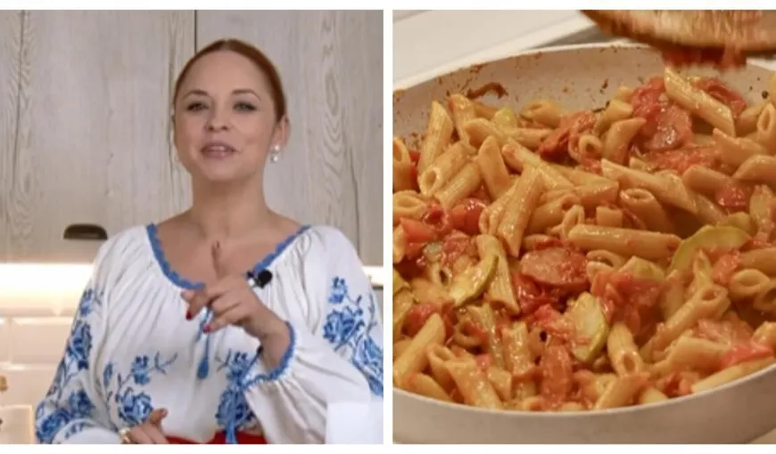 Rețetă de paste cu legume și cârnați chorizo, dezvăluită de Andreea Marin: „Asta e tot! O bunătate!”