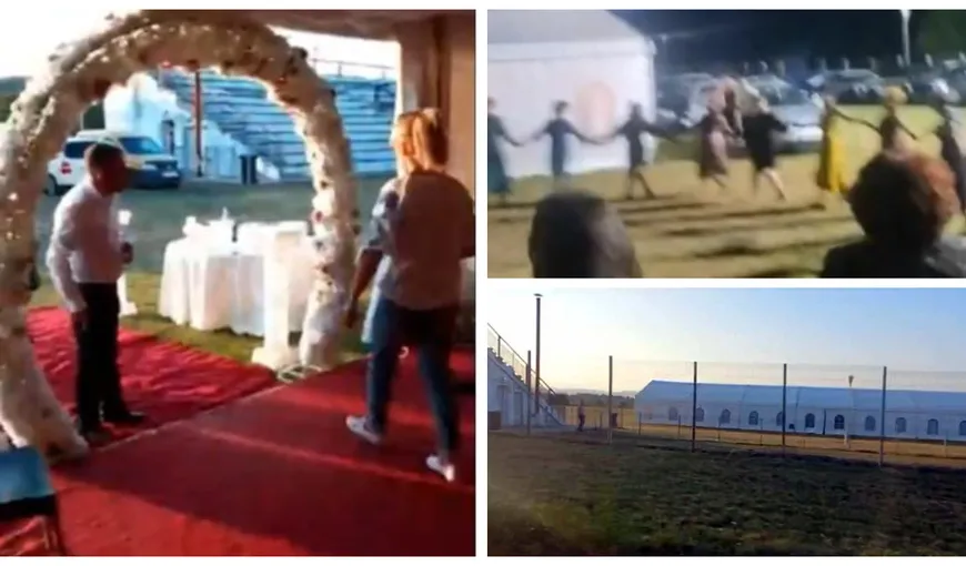 Nuntă pe stadion, fără aprobare, organizată de un consilier local din Gorj. Reabilitarea locului a costat peste 7 miliarde de lei