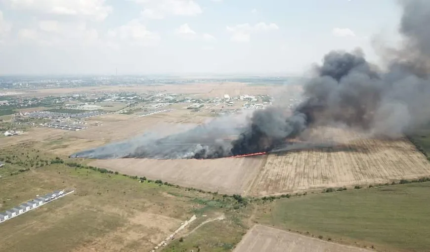 Ro-alert lângă Bucureşti, un incendiu puternic a izbucnit între Bragadiru şi Măgurele VIDEO