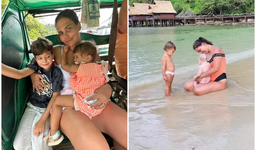 Andreea Popescu a ajuns la spital cu copiii, în Filipine. Fosta dansatoare a Deliei are o vacanță de coșmar: „Așteptăm analizele”