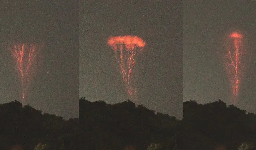Imagini rare cu „fulgerele răsturnate” care au apărut din uraganul Franklin. Sunt cunoscute sub numele de jeturi gigantice