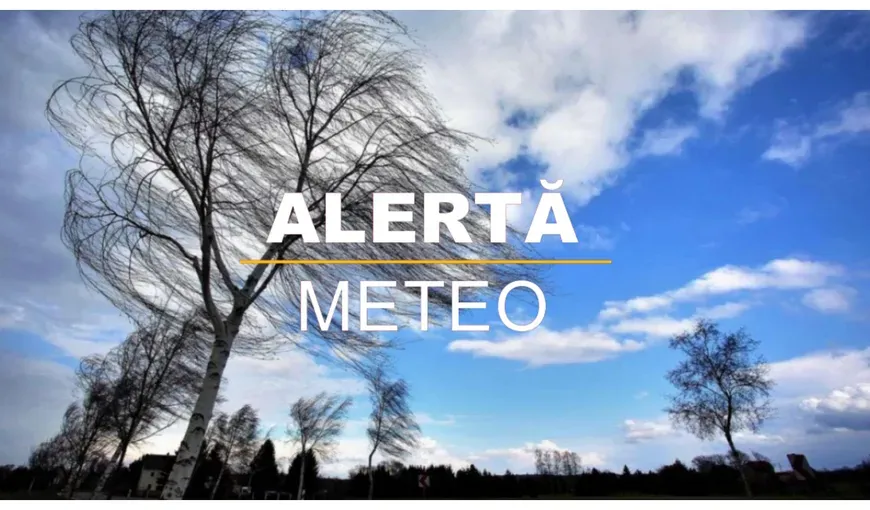 Alertă METEO cod galben! România cuprinsă de rafale de vânt puternice și descărcări electrice