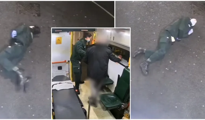 Imagini șocante surprinse în ambulanță! Un român stabilit în Londra a împins un paramedic afară din autoutilitară | VIDEO