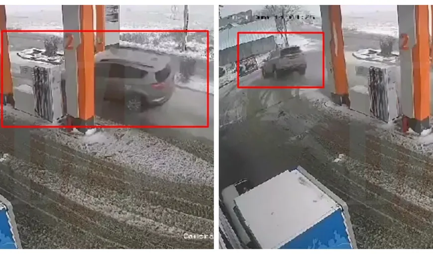 Accident ireal la Iași! O șoferiță a pierdut controlul volanului, a zburat printr-o stație Peco și s-a oprit într-o casă. Momentul a fost filmat – VIDEO