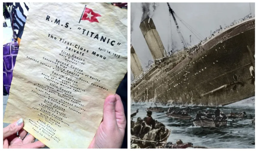 Meniu de la clasa întâi de pe Titanic, vândut cu aproape 100.000 de euro la licitaţie. Cu ce delicatese s-au delectat pasagerii gigantului mărilor înainte de tragedie