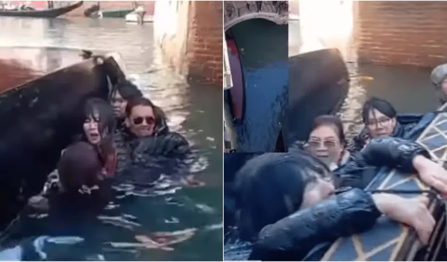 Gafa de proporții făcută de câțiva turiști în Veneția! Cum au reușit să răstoarne o barcă, cu tot cu gondolier VIDEO
