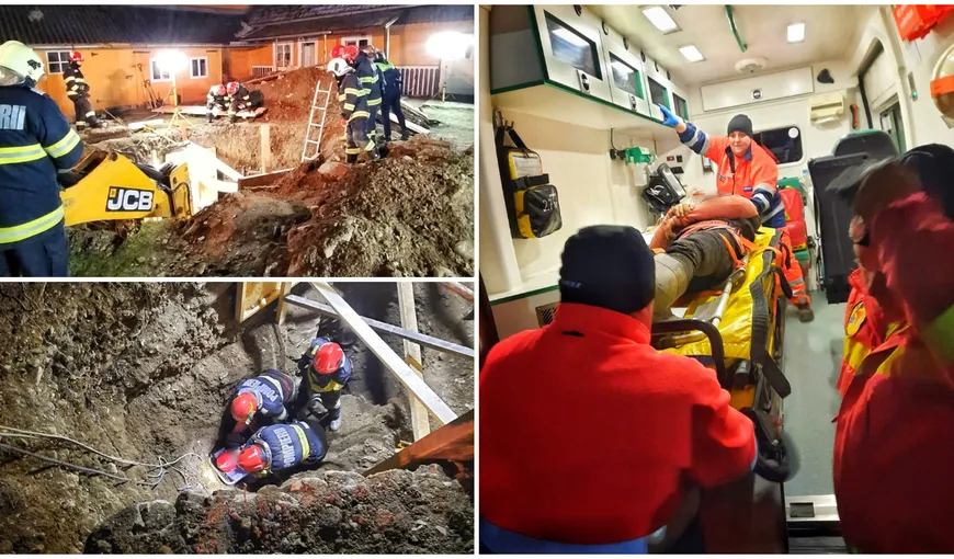 Intervenție eroică a pompierilor din Suceava. Un bărbat a fost scos în viață după ce a stat opt ore sub pământ