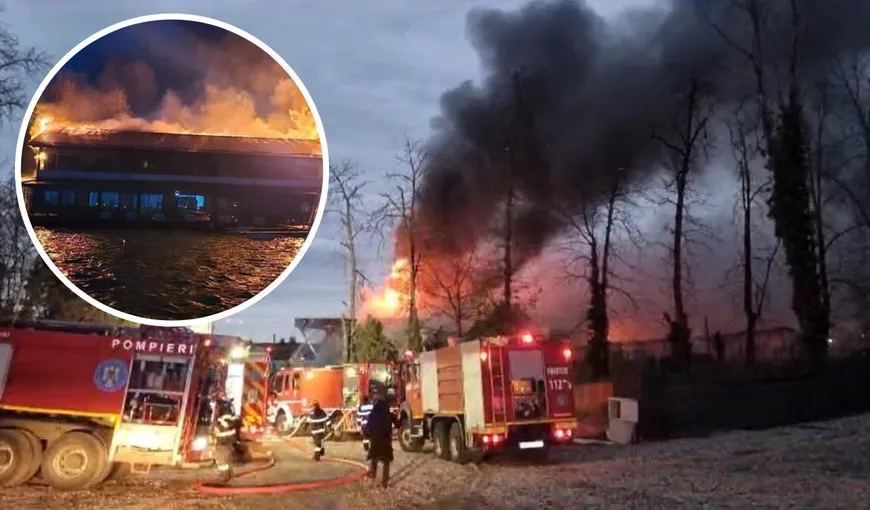 VIDEO Incendiu puternic la Taverna Racilor din Snagov. Localul deținut de Pescobar a fost deschis în urmă cu doar câteva luni. UPDATE: Focul a fost lichidat după mai bine de 12 ore