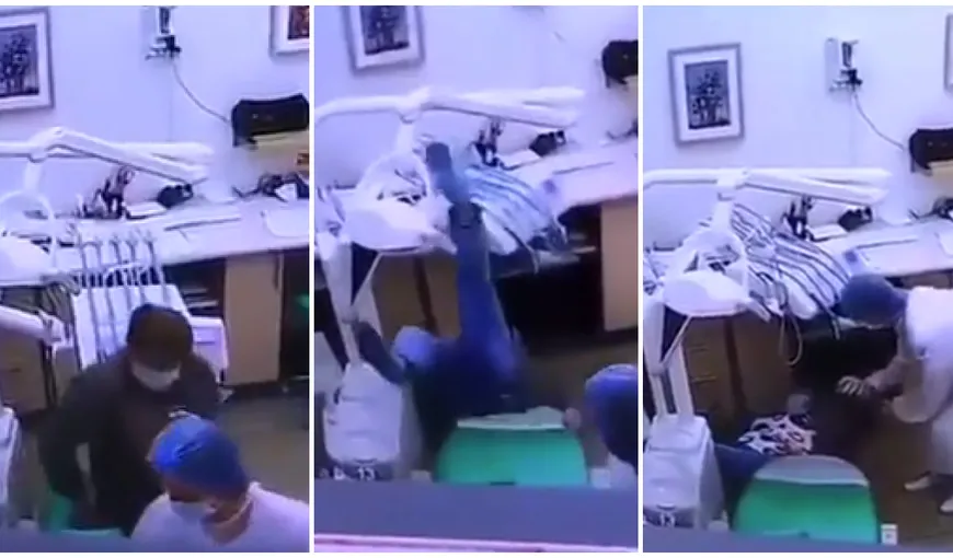 Situație de-a râsu’-plânsu’ la dentist. O femeie a vrut să se așeze pe scaunul stomatologic, dar a făcut contact cu podeaua