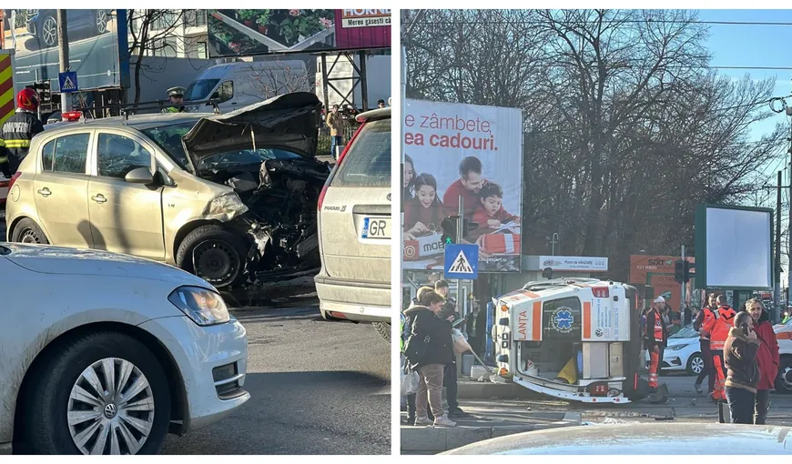 ULTIMĂ ORĂ: Accident grav între o ambulanță și două mașini pe Bulevardul Timișoara din Capitală! Linia 41 este blocată
