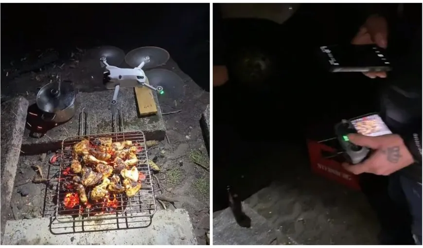 Cum fac românii din Germania grătar. Nu au bani de paletă, dar folosesc o dronă pentru a întreține focul VIDEO