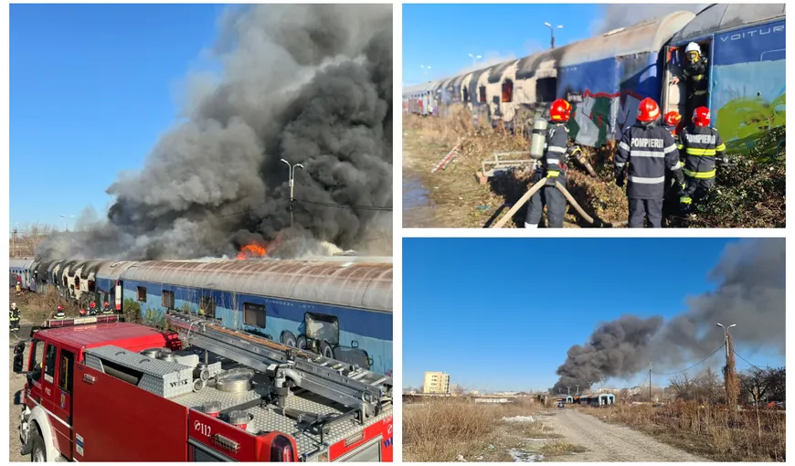 Incendiu în zona de triaj dintre Gara Basarab şi Podul Grant. Mai multe vagoane de tren au luat foc