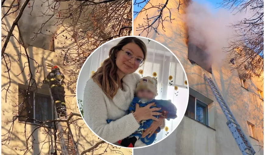 O femeie de 30 de ani s-a aruncat de la etajul 3 împreună cu bebeluşul ei, după ce apartamentul i-a fost cuprins de flăcări. Copilul este în stare critică