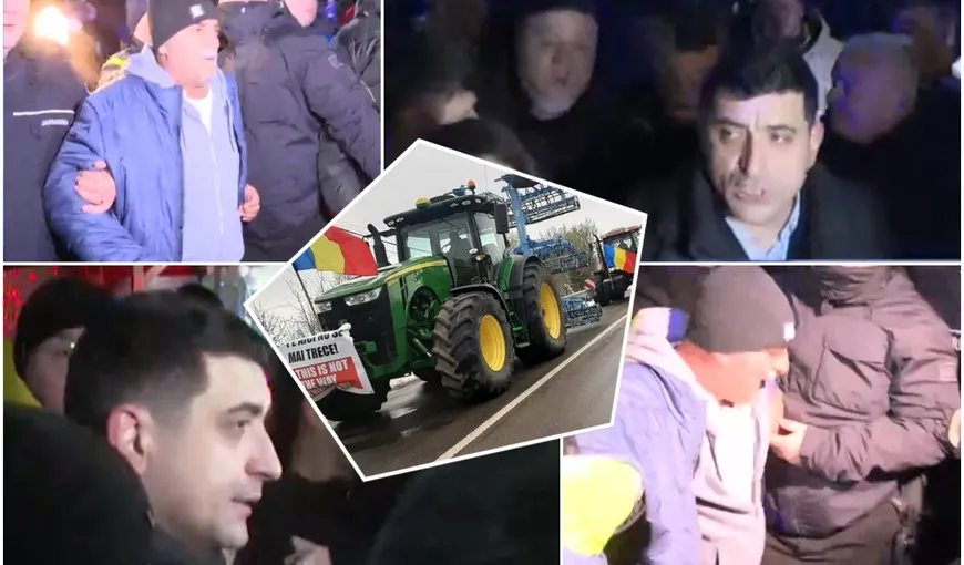 George Simion şi Diana Şoşoacă, la protestul fermierilor, împiedicaţi de Jandarmerie să intre în Capitală: „Statul român face dreptate pentru austrieci, nu pentru români. Jandarmeria e plătită direct de OMV”/ Protestatari: „Aţi venit pentru voturi!”