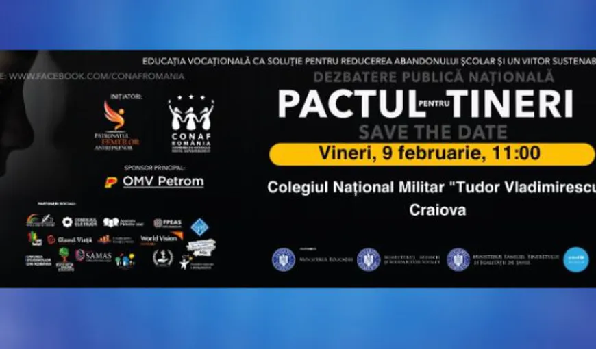 CONAF: ”Pactul pentru Tineri” în Craiova. Un jalon în lupta împotriva abandonului școlar