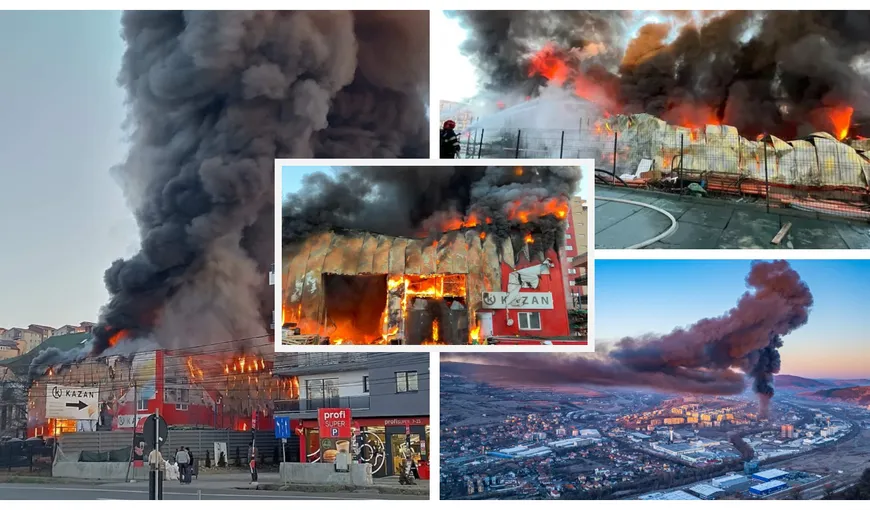 Incendiu de proporții la un depozit de materiale de construcții din Cluj! A fost emis Ro-Alert