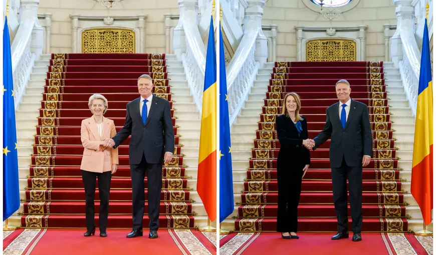 Klaus Iohannis le-a primit la Cotroceni pe Ursula von der Leyen, președinta CE și pe Roberta Metsola, președinta PE